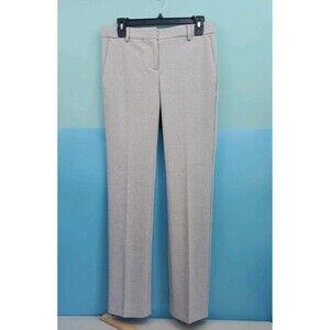 Women Pants Sz 0  Gray Flat Front Straight Leg Trousers Herringbone Ann Taylor